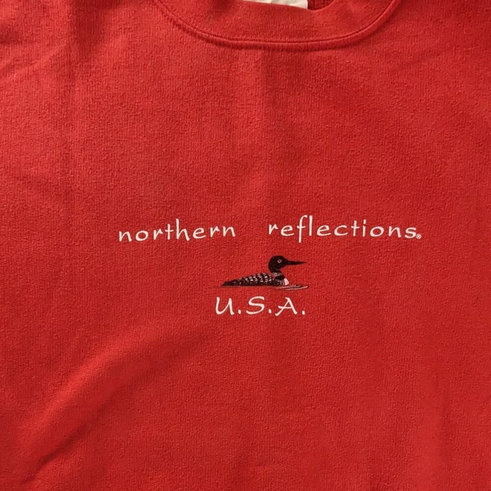 VTG Red Crewneck Loon Graphic Northern Reflections Sweatshirt